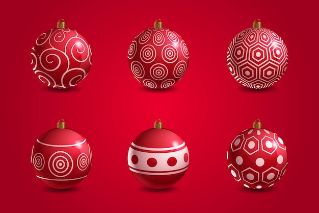 Realistic christmas ball ornaments collection