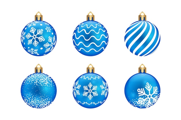 Realistic christmas ball ornaments collection