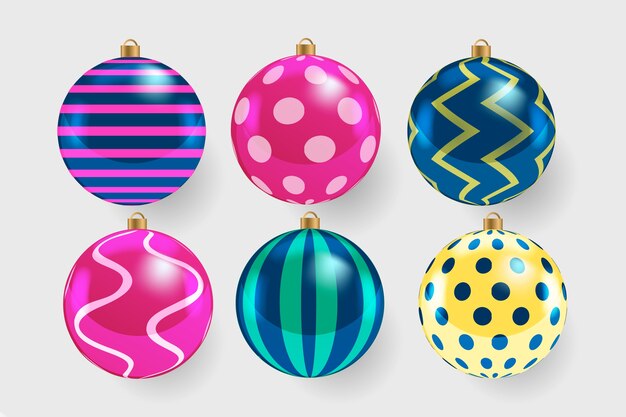 Realistic christmas balls collection