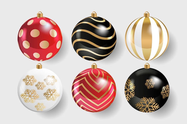 Realistic christmas balls collection