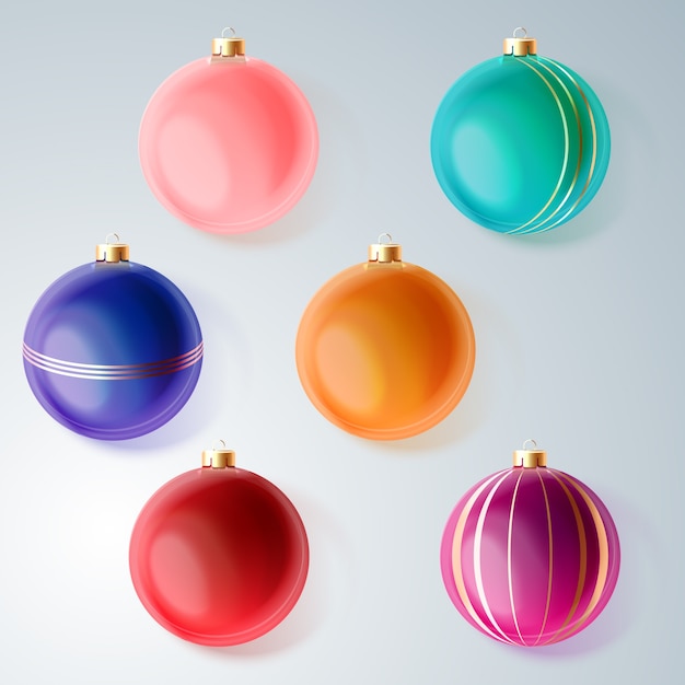 Free Vector realistic christmas balls set