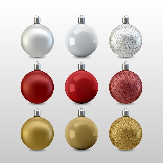 Realistic christmas balls set