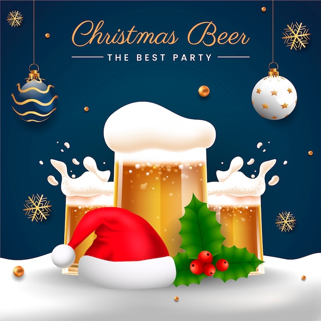 Free Vector realistic christmas beer illustration