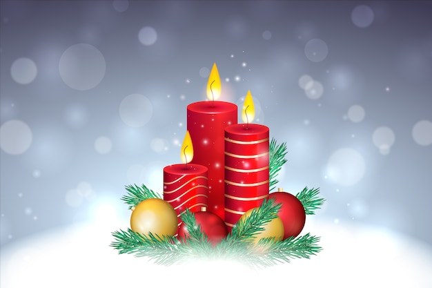 Free Vector realistic christmas candle background