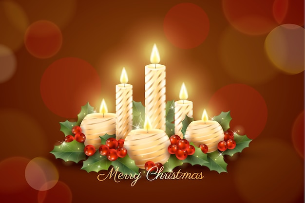 Realistic christmas candle background