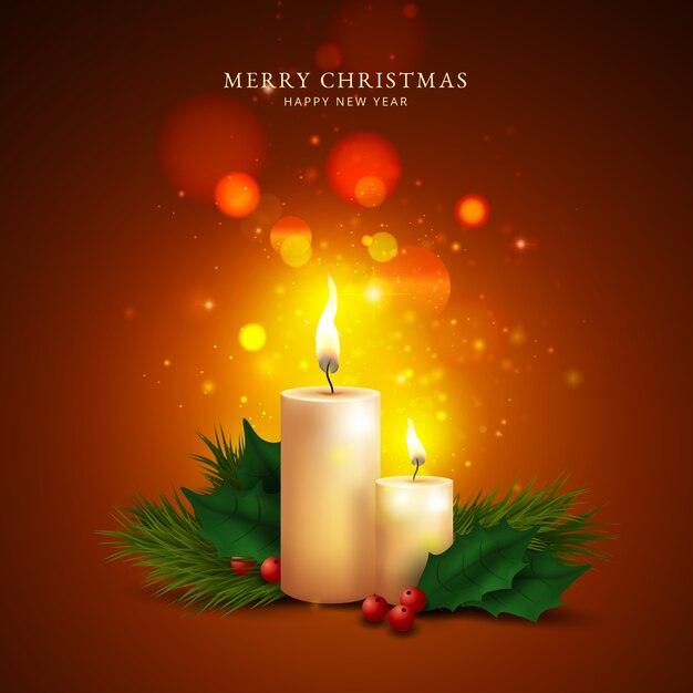 Realistic christmas candle background