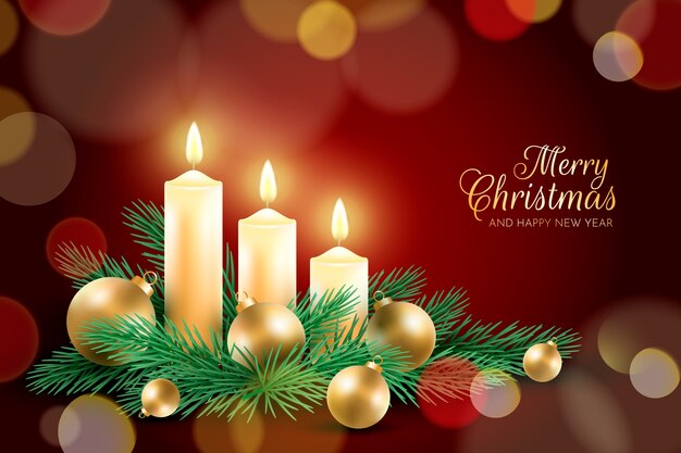 Realistic christmas candle background