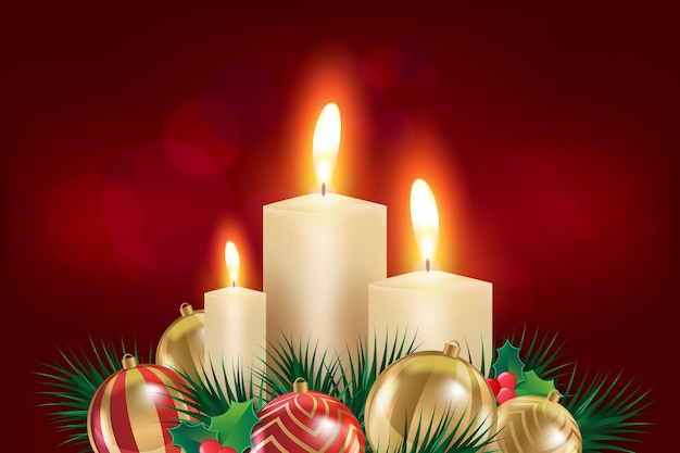 Realistic christmas candle background