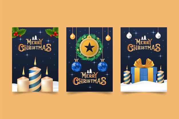 Realistic christmas cards collection