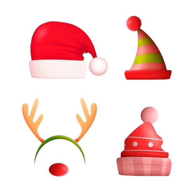 Realistic christmas character hats