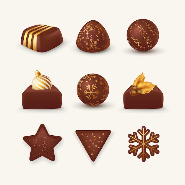 Free Vector realistic christmas chocolates collection