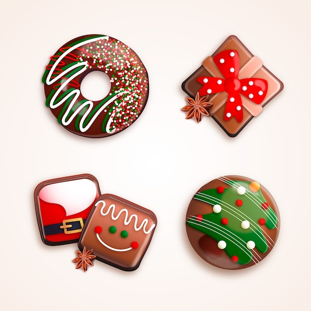 Free Vector realistic christmas chocolates collection