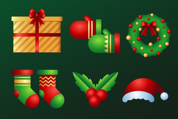 Free Vector realistic christmas decoration set