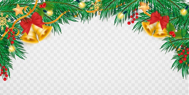 Realistic Christmas decoration with transparent background