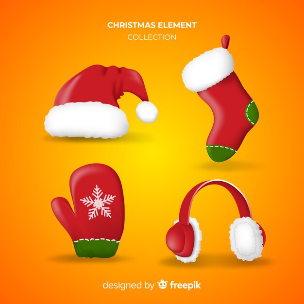 Realistic christmas element collection