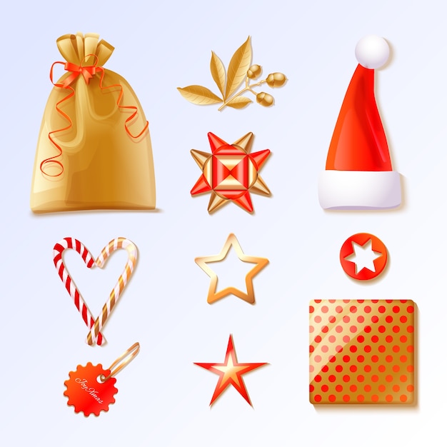 Realistic christmas element collection