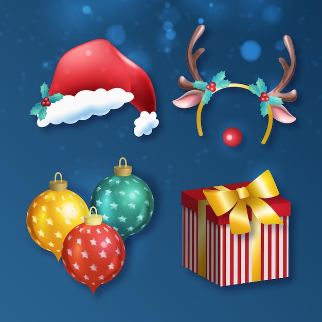 Free Vector realistic christmas element collection