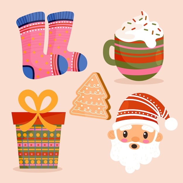 Free Vector realistic christmas elements collection