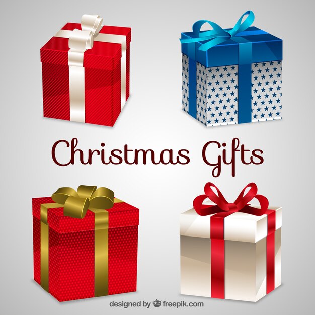 Realistic christmas gifts collection