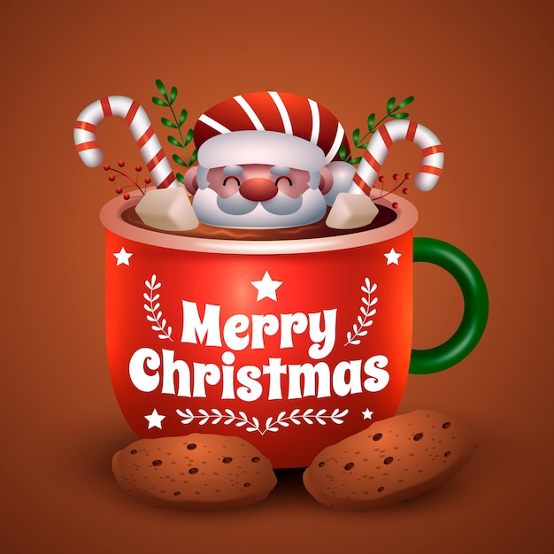 Free Vector realistic christmas hot chocolate illustration