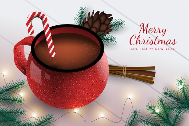 Free Vector realistic christmas hot chocolate illustration