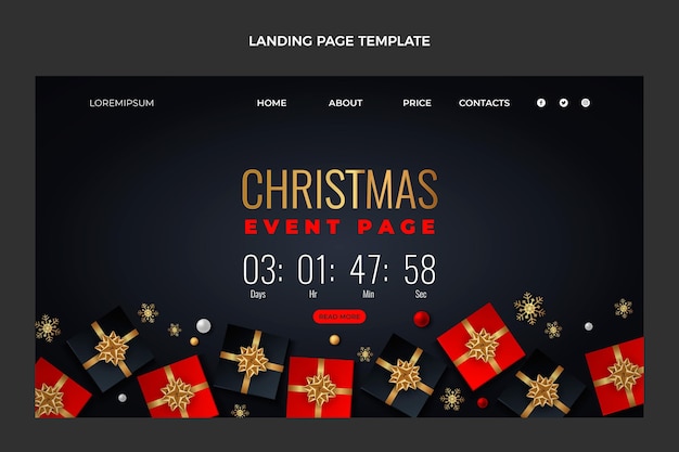 Realistic christmas landing page template