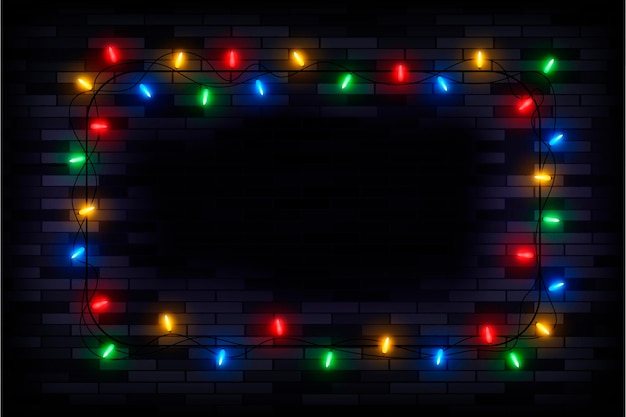 Realistic christmas light frame