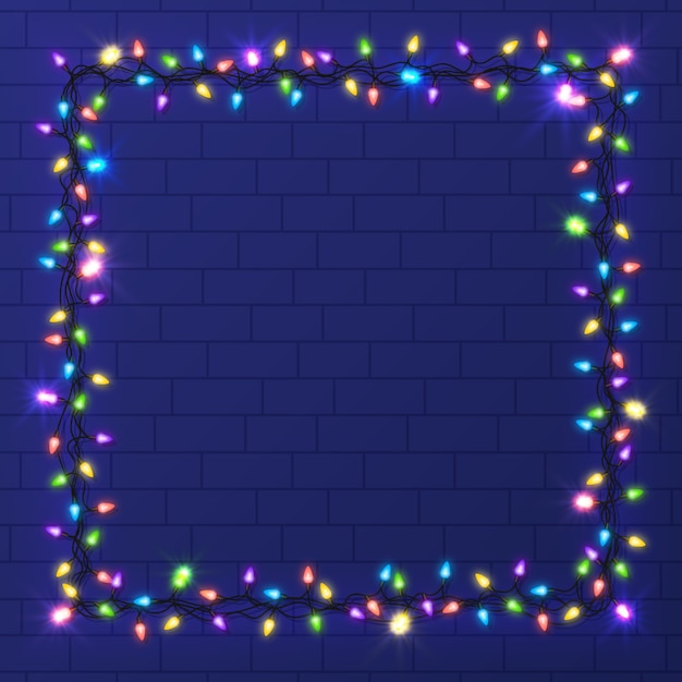 Realistic christmas light frame