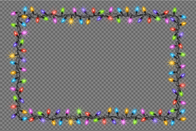 Realistic christmas light frame