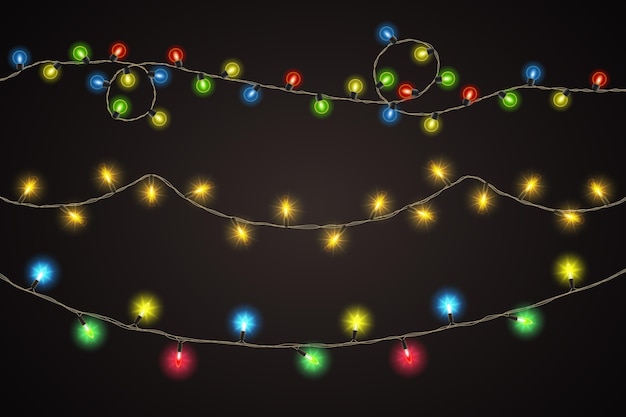 Free vector realistic christmas lights collection