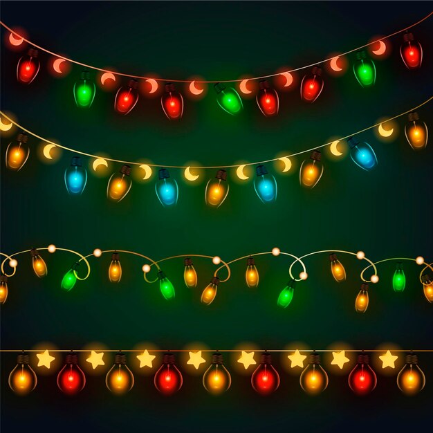 Realistic christmas lights collection