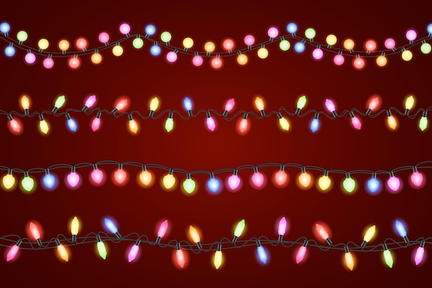 Realistic christmas lights collection