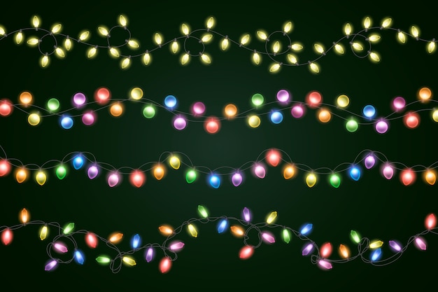 Realistic christmas lights collection