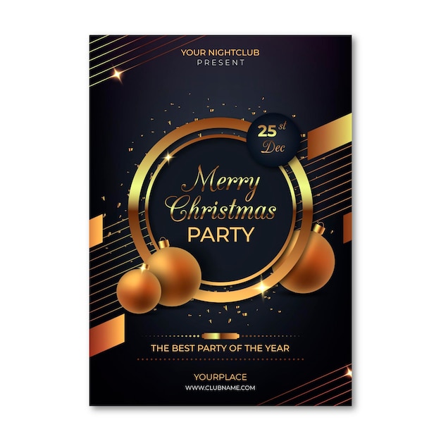 Realistic christmas party flyer template