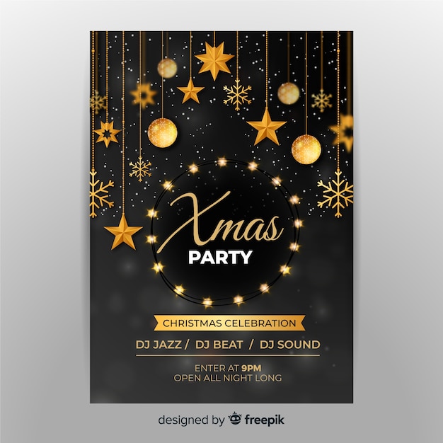 Free Vector realistic christmas party poster template