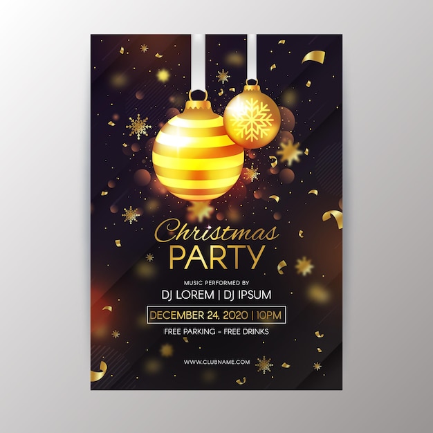 Realistic christmas party poster template