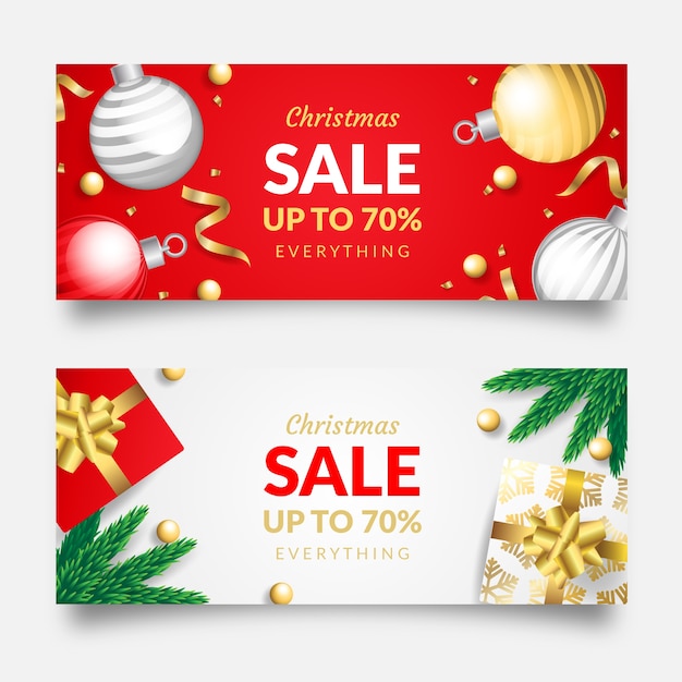 Realistic christmas sale banners