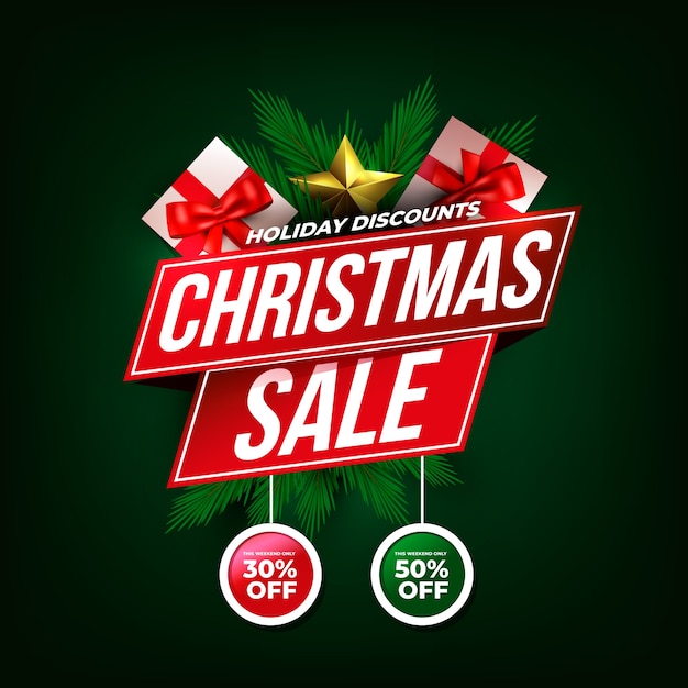 Realistic christmas sale concept