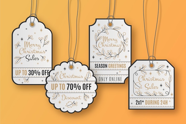 Realistic christmas sale tag collection