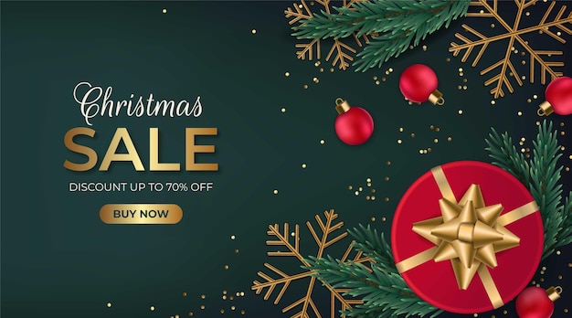 Realistic christmas sale template