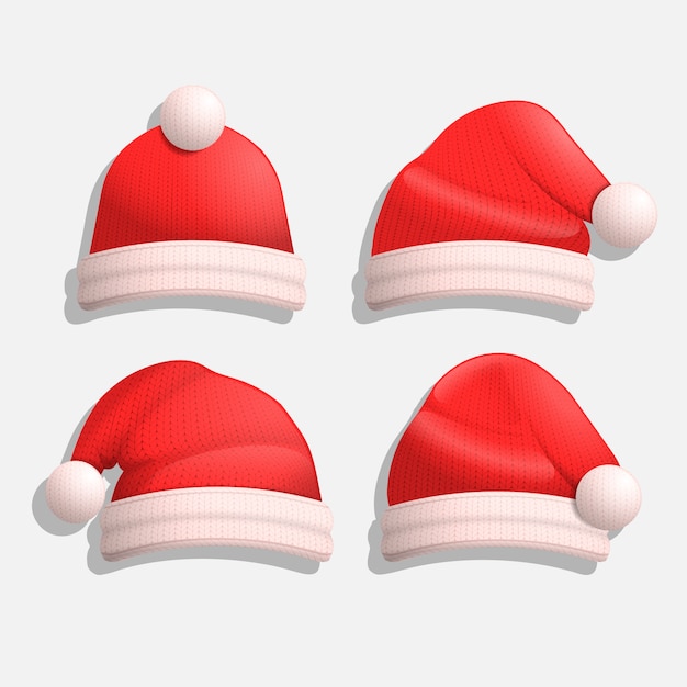 Free vector realistic christmas santa hats