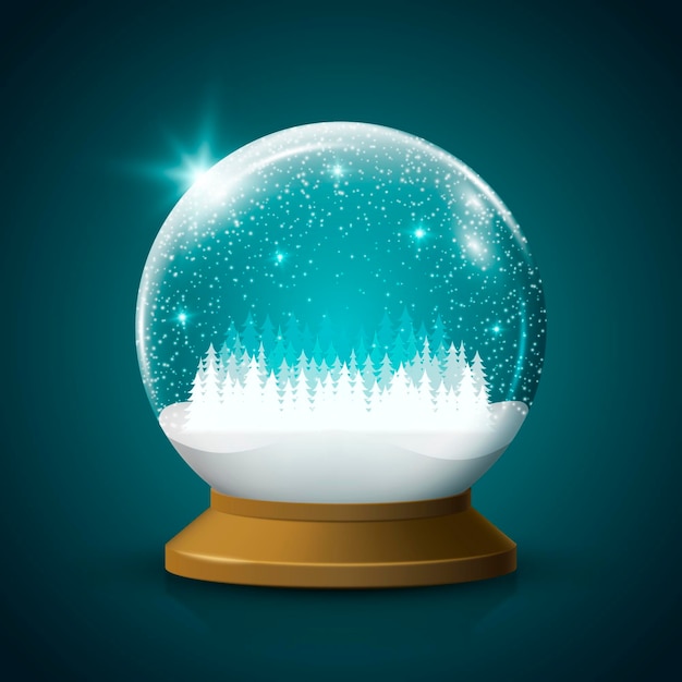 Realistic christmas snowball globe