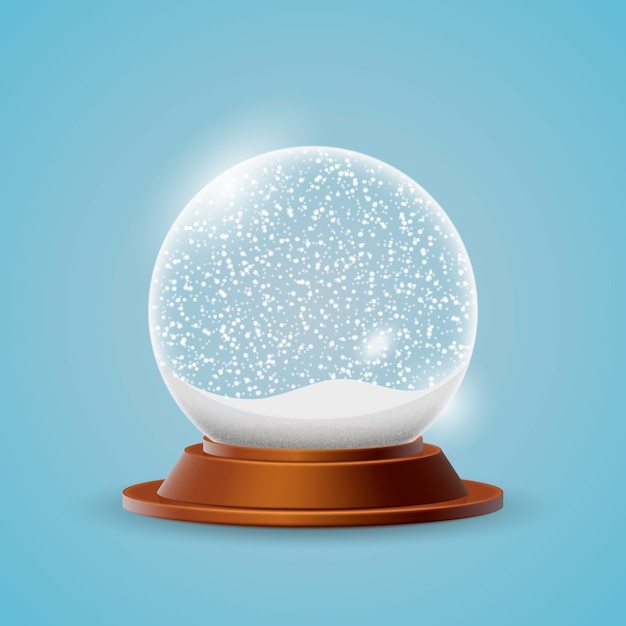 Realistic christmas snowball globe