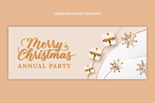 Free Vector realistic christmas social media cover template