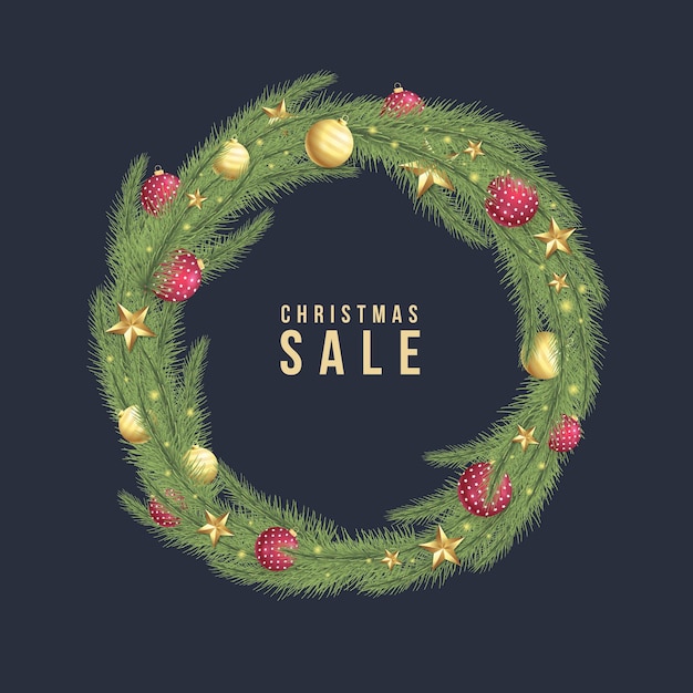 Free Vector realistic christmas wreath concept