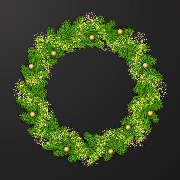 Realistic christmas wreath concept