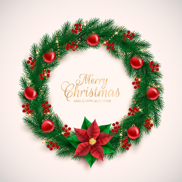 Realistic christmas wreath template