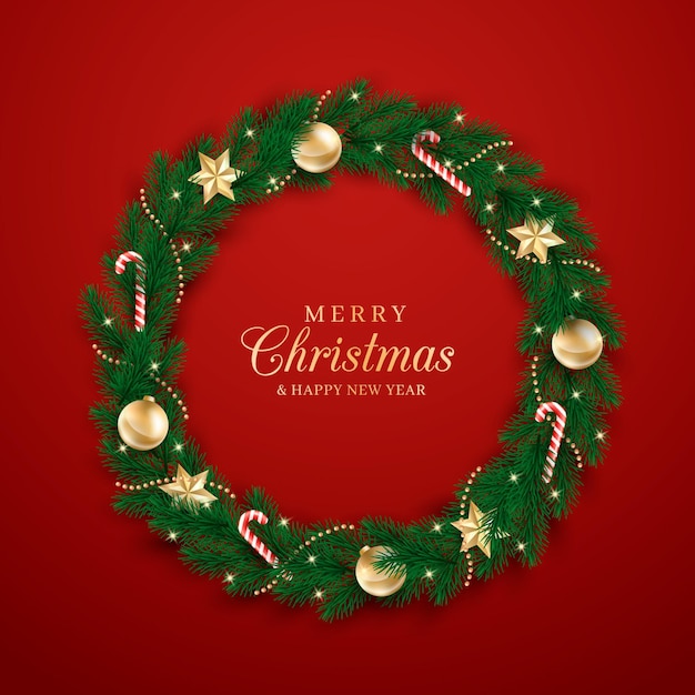 Realistic christmas wreath template