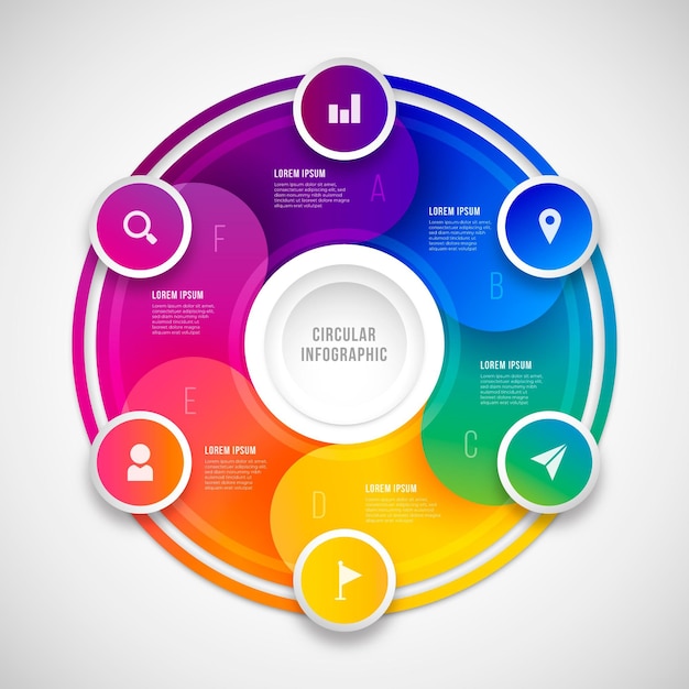 Realistic circular diagram infographic template