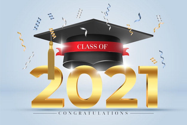 Free Vector realistic class of 2021 illustration